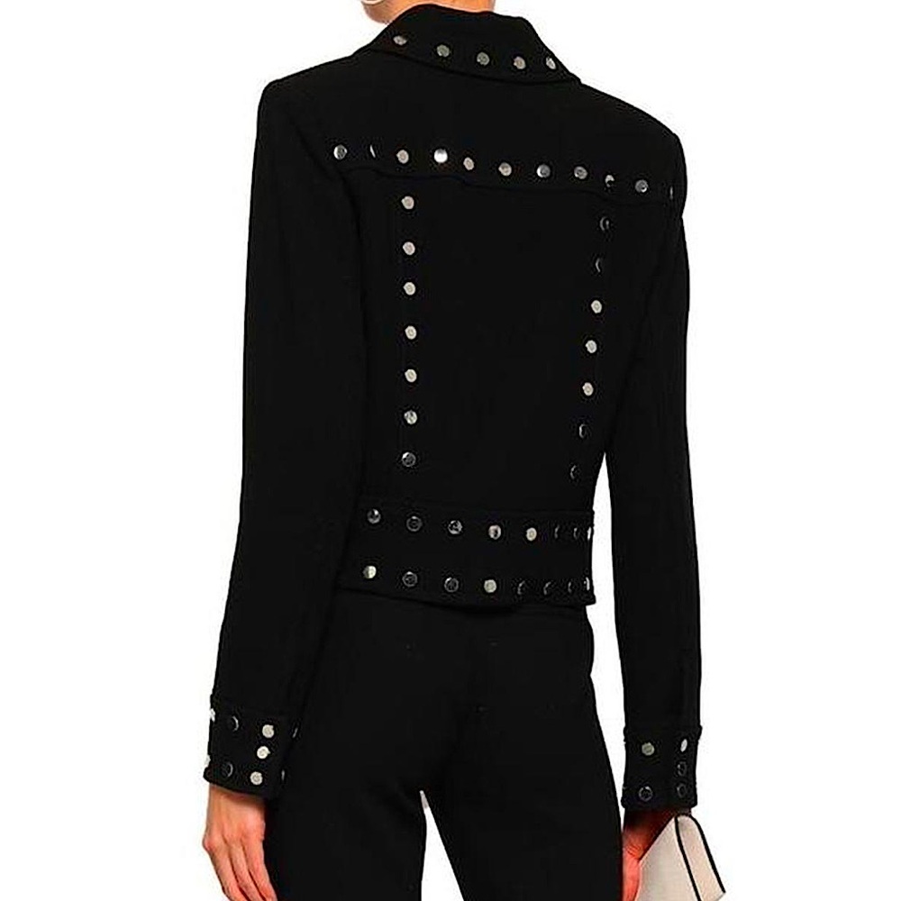Michael Kors Studded Crepe Moto Style Jacket